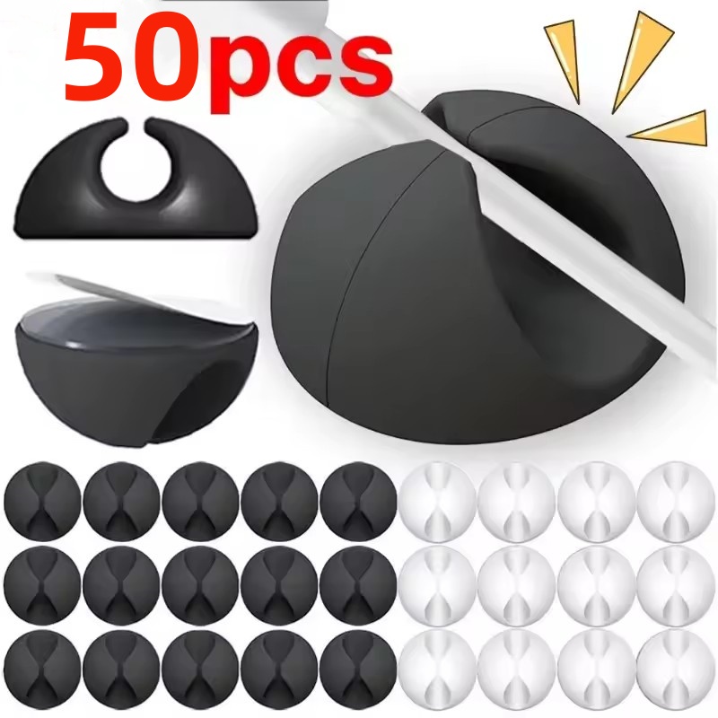Pegboard Office Organizer - 5/50개 케이블 클립 와인더 정리기 원형