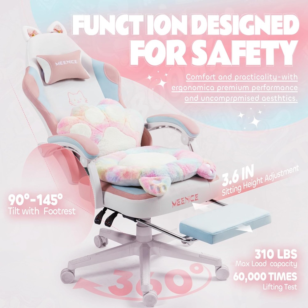 미국 배송 게이밍 의자 귀여운 고양이 귀 발바닥 모양  - Office Furniture Usa 리뷰 및 가격