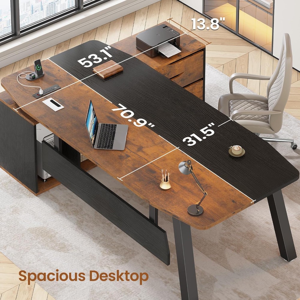 미국 배송 71인치 임원용 책상(파일 캐비닛 포함) 대 - Office Furniture Usa 리뷰 및 가격
