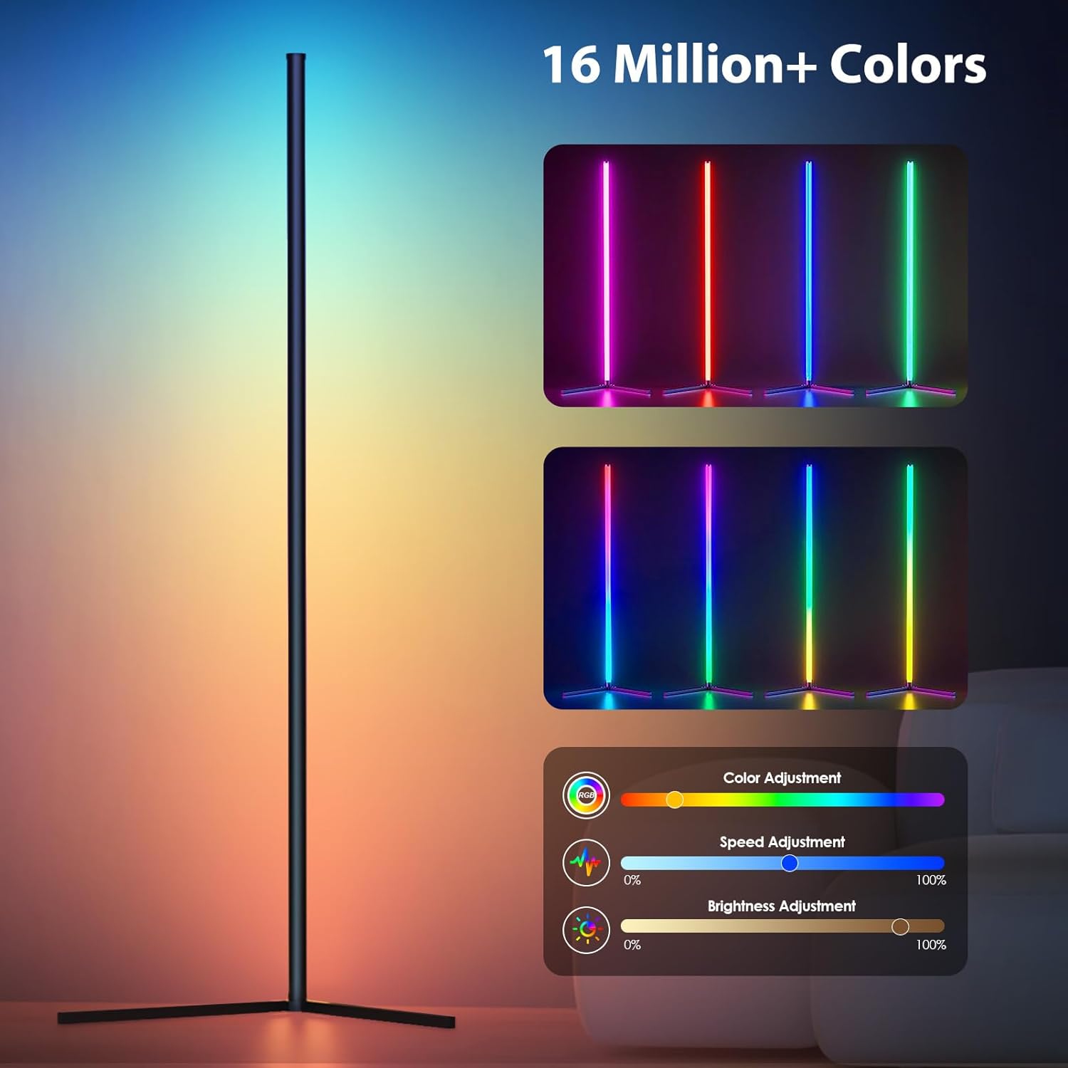 코너 플로어 램프, 스마트 RGB LED 코너 조명,  - Floor Lamp Arched 리뷰 및 가격