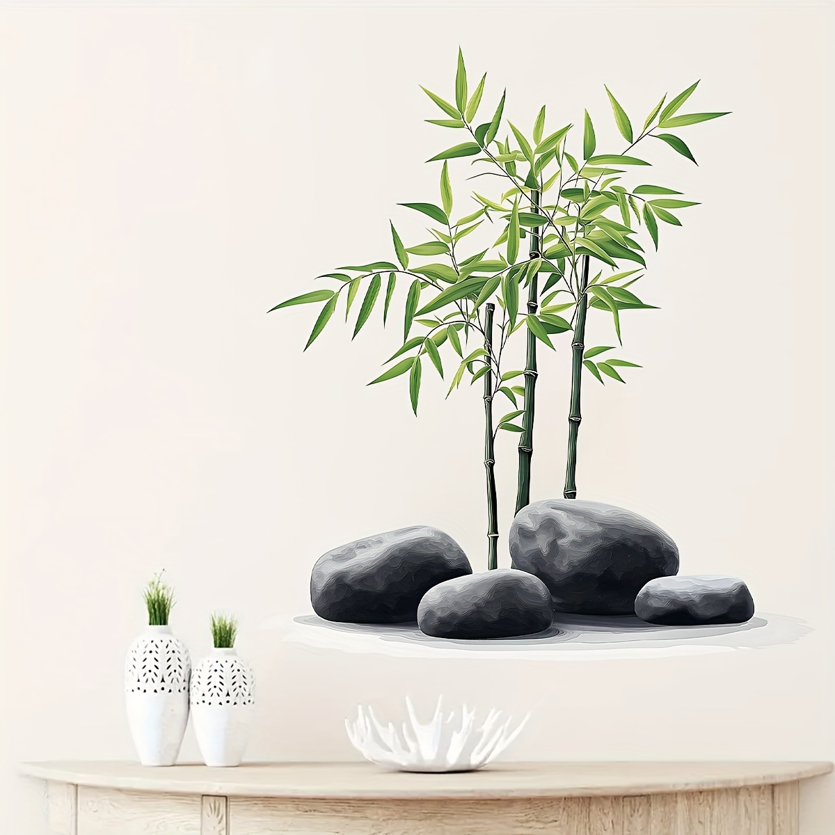 녹색 대나무 잎 식물 벽 스티커 데칼 아기 보육 욕실  - Office Furniture Usa 리뷰 및 가격