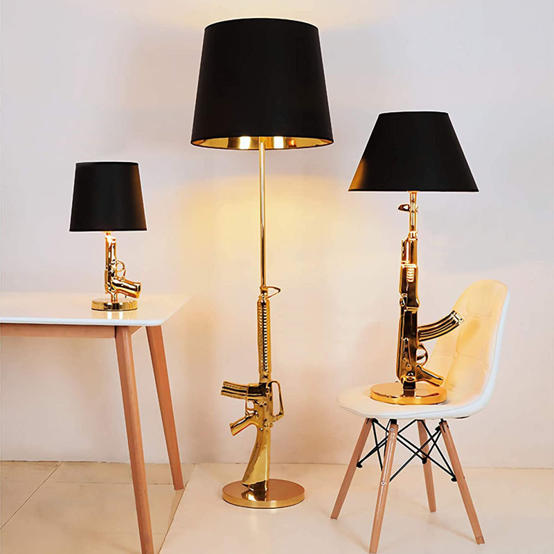 금도금 권총 테이블 책상 램프, AK47 롱 쇼트 건, - Floor Lamp Arched 리뷰 및 가격